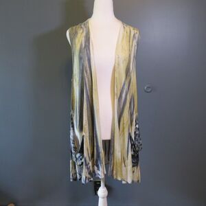 Art Of Cloth Sleeveless Artsy Boho Lagenlook Open Front Pocket Tie Dye Vest Sz M